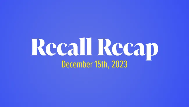 The Week in Recalls: December 15, 2023