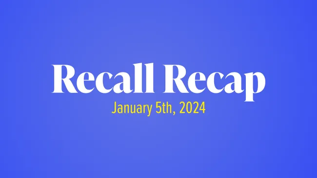 The Week in Recalls: January 5th, 2024 - weekly graphic